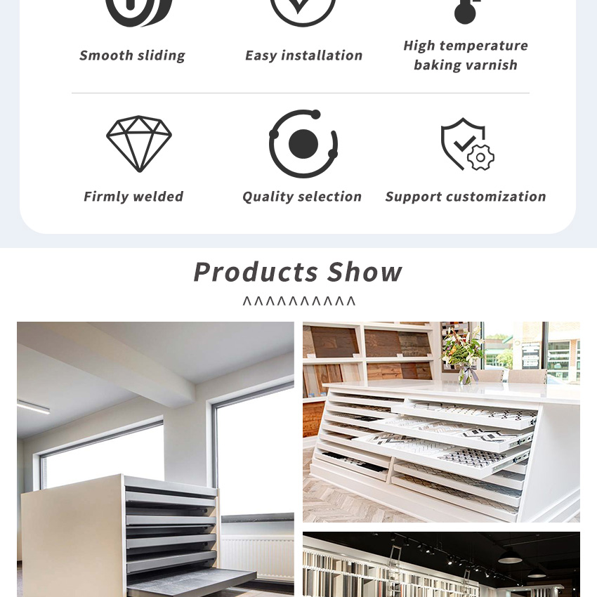 Solid Wood Tile Ceramic Granite Marble display Cabinet Metal Customize rack
