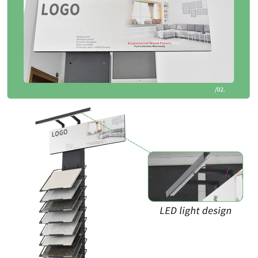 Metal flooring showroom tower tile stone display rack LD017-3