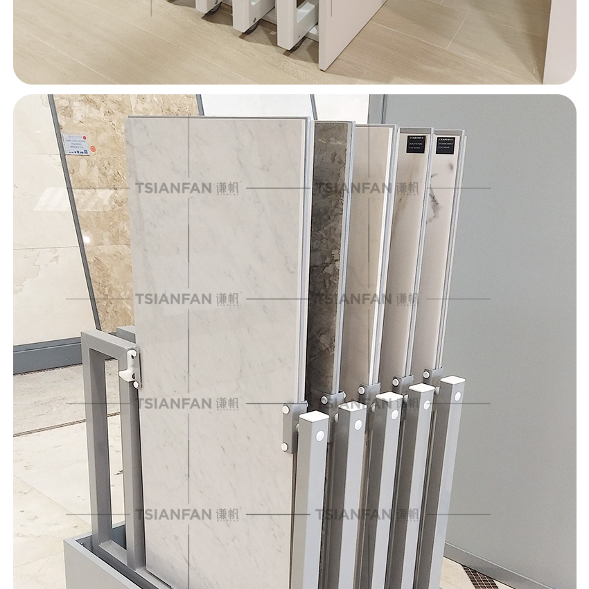 Solid wood floor push pull display rack Tile Marble Quartz sliding stand