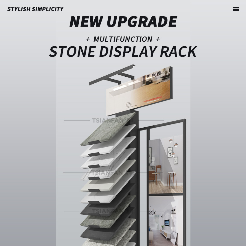 Showroom design Quartz Marble Wooden Tile stone Floor Display Stand