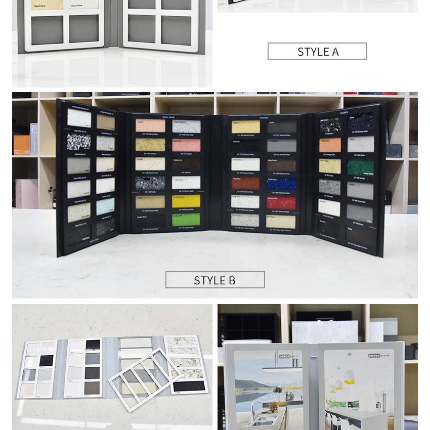 Hot Selling Ceramic Tiles Sample Plastic Book Quartz Display 8 Capacity