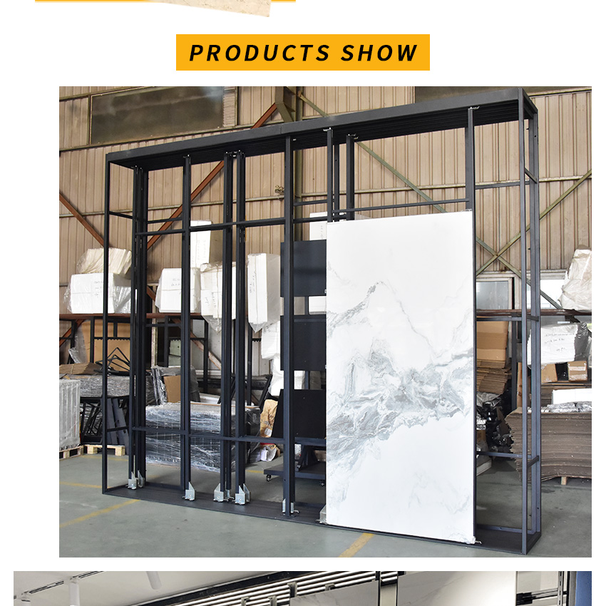 Large tile board push pull sliding display Cabinet Factory Customize For Showroom