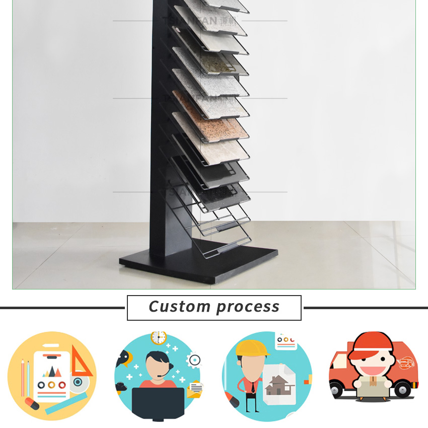 Showroom design Quartz Marble Wooden Tile stone Floor Display Stand