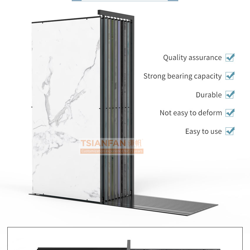 2023 new sliding partition granite marble tile display shelf