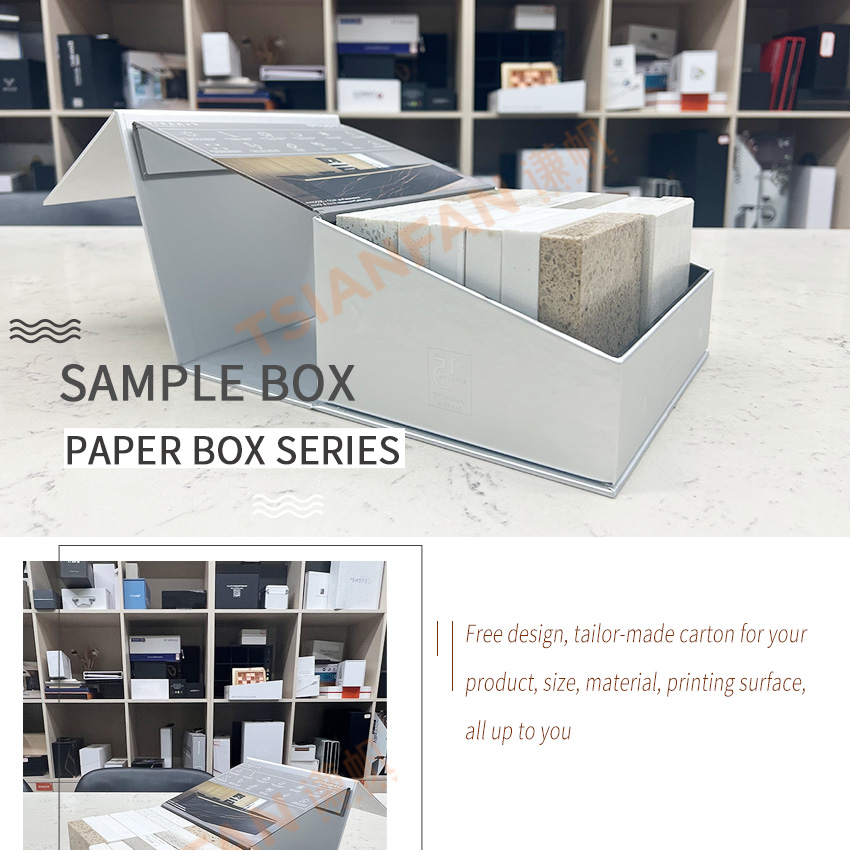 folding paper packaging show case tile mosaic granite stone displays box