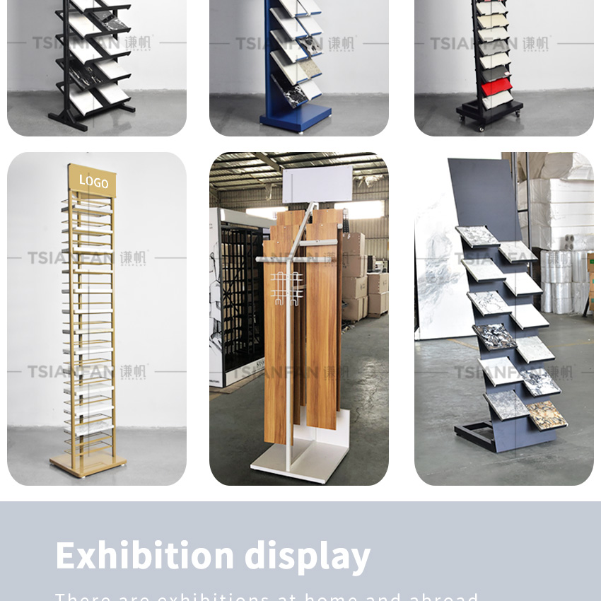 Marble Ceramic Tile Quartz Floor Display Stand Showroom Steel Stone