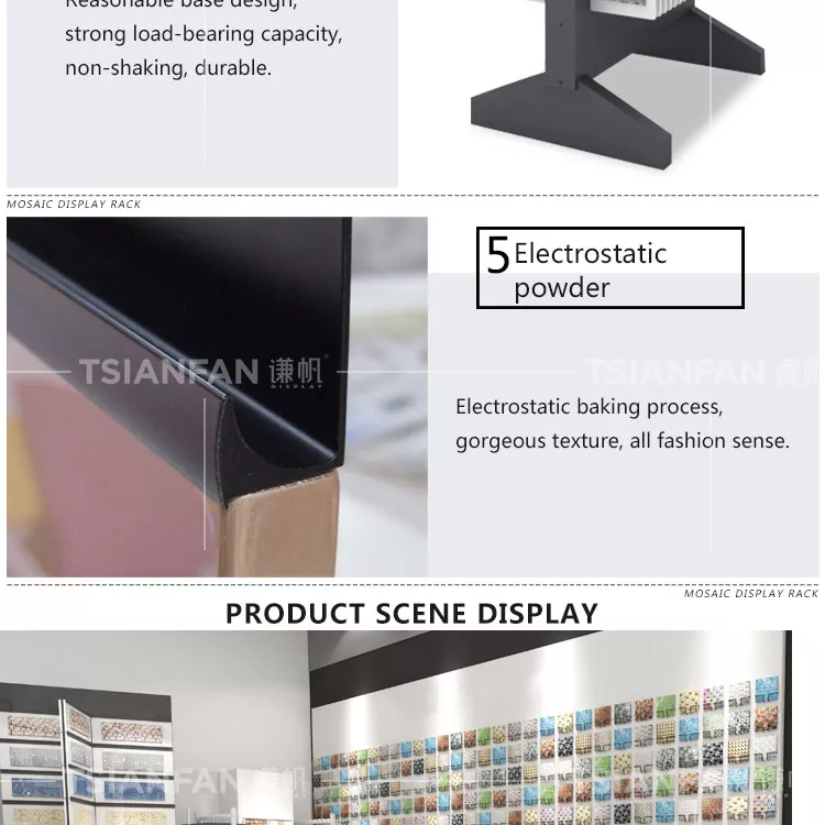 Mosaic Tile Stand Display Rotatable Roll Metal Floor Stand Indoor Exhibition Hall China Factory