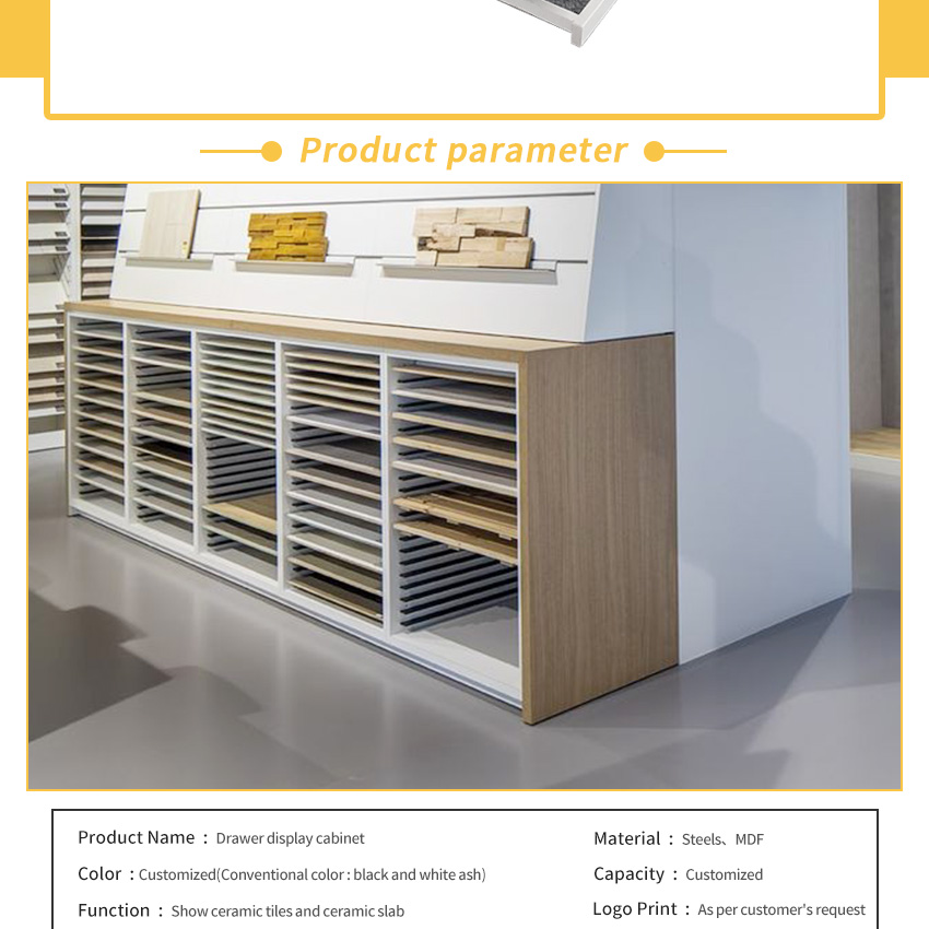 Sliding Display Drawer Tile Quartz Granite Marble Sample Cabinet Stand