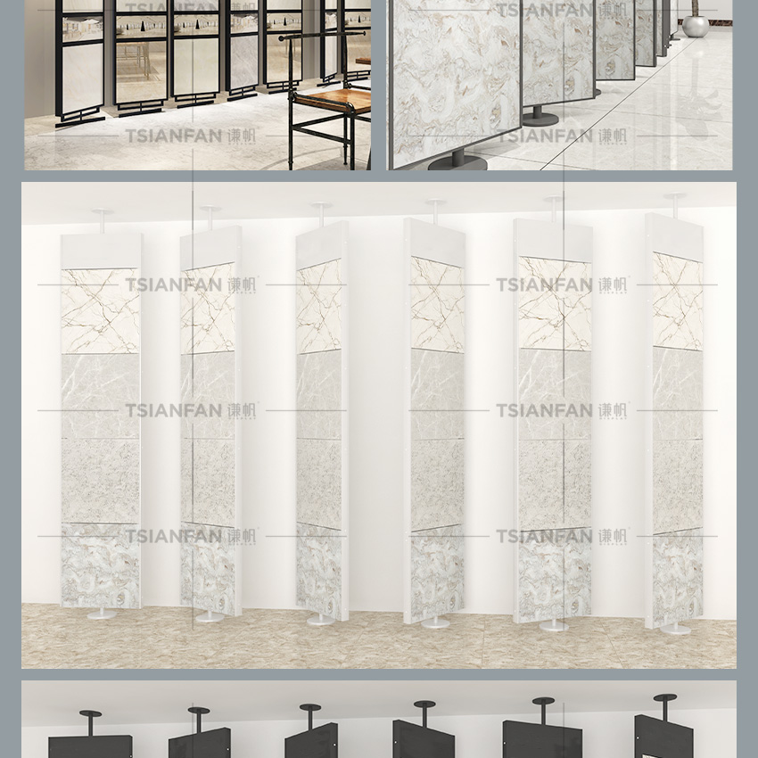 Exhibition hall Granite Quartz stone Plank rotating display rack