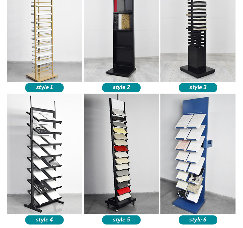 Factory Customize stone show metal shelf Tile Granite Floor stand SRL113