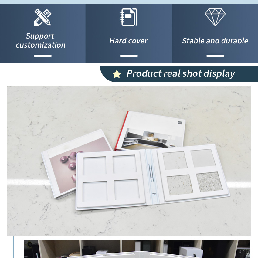 Hot Selling Ceramic Tiles Sample Plastic Book Quartz Display 8 Capacity