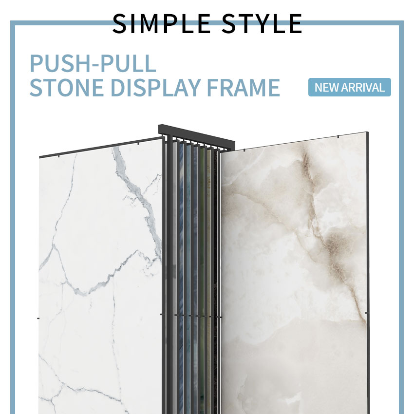 2023 new sliding partition granite marble tile display shelf