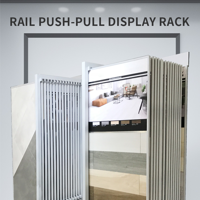 Factory Horizontal Sliding Metal Granite Marble Tiles push pull Display Stand