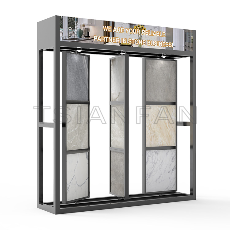 2023 design exhibition hall marble countertops rotating display stand-SG006