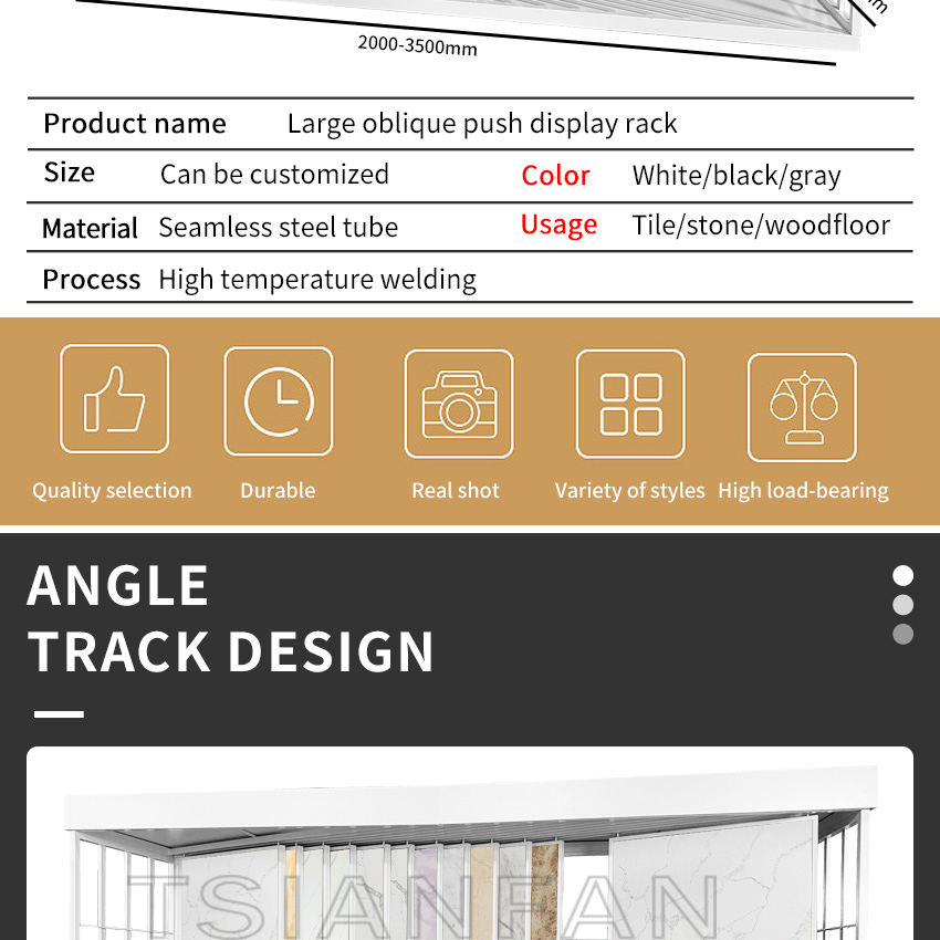 Tile Floor Marble Slab Push Pull Display Stand Factory Showroom Inclined Quartz Stone