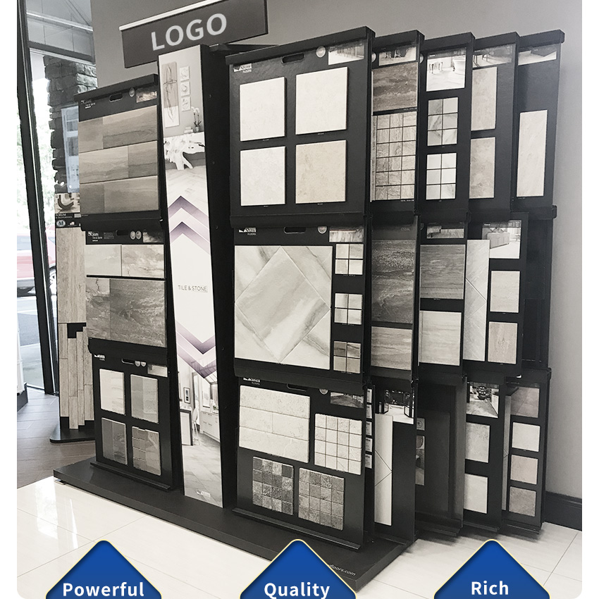 Customize Metal display rack Large Tile board Marble Stone sliding rotating Display Stand