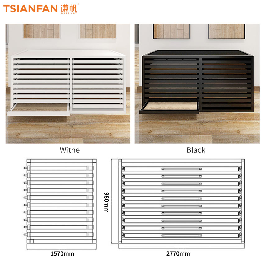 Drawer type solid wood floor Metal display Cabinet - Image 4