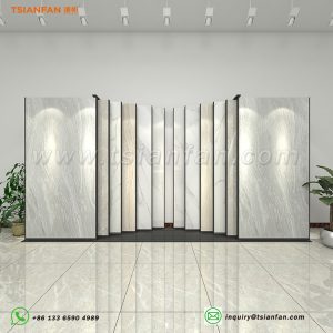 Engineered stone marble sliding display stand supplier