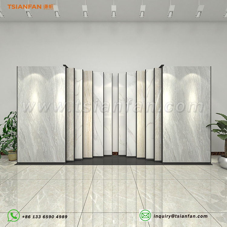 Engineered stone marble sliding display stand supplier