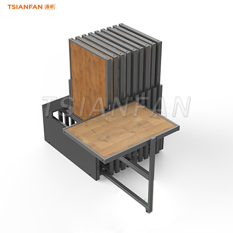 Exhibition Hall Customized 360° Rotating Display Wooden Board Rack-wo601
