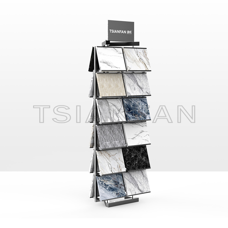 Exhibition hall Design Rotating Waterfall Tile Marble Artificial Stone Natural Stone Display Stand -SRL597 - Image 3