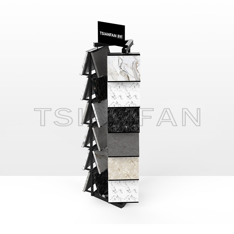 Exhibition hall Design Rotating Waterfall Tile Marble Artificial Stone Natural Stone Display Stand -SRL597 - Image 4