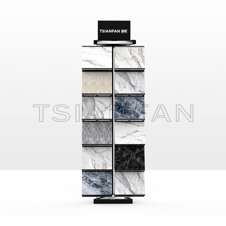 Exhibition hall Design Rotating Waterfall Tile Marble Artificial Stone Natural Stone Display Stand -SRL597