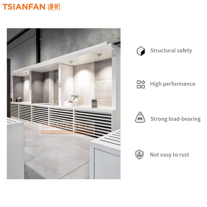 Factory Customize Drawer display Cabinet Tile Marble pattern sliding metal display rack - Image 5
