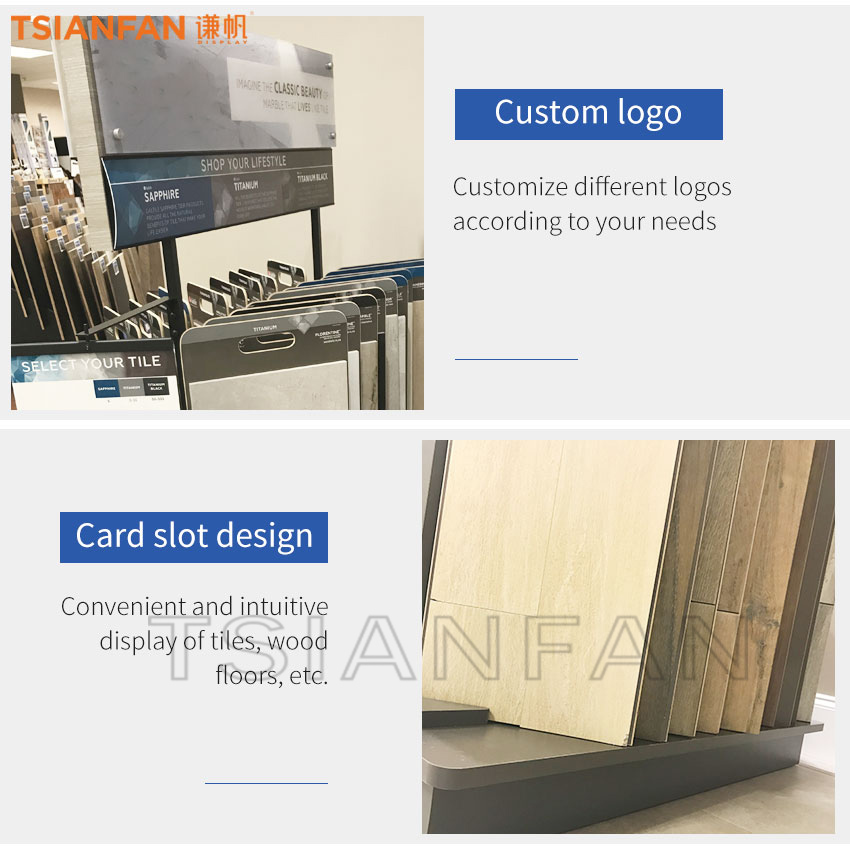 Factory Customize Solid Wood floor page turning display rack for wood flooring rack - Image 5