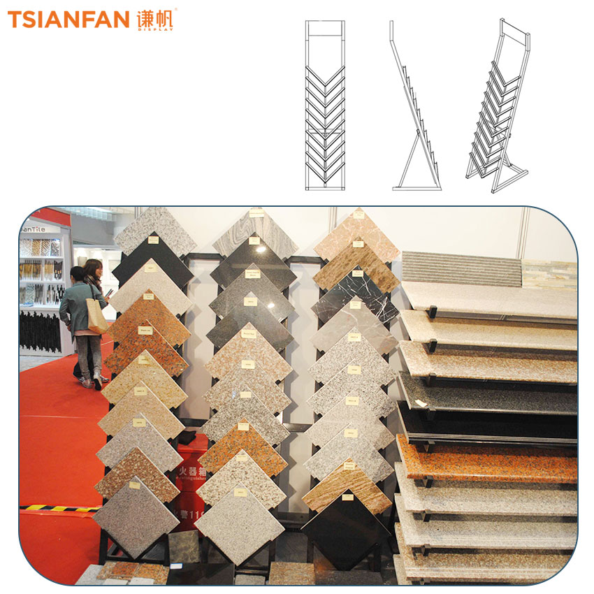Factory Customize stone show metal shelf Tile Granite Floor stand SRL113 - Image 3