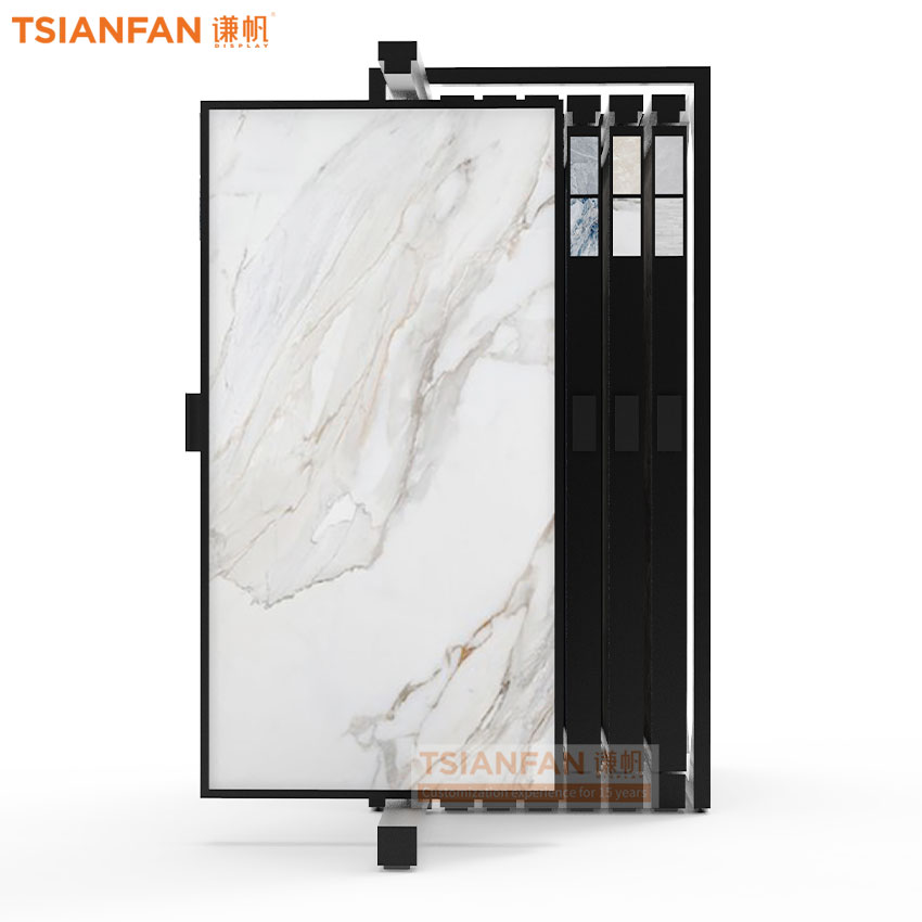 Factory design custom push pull cabinet sliding display large tile plate display rack flooring metal rack - Image 5