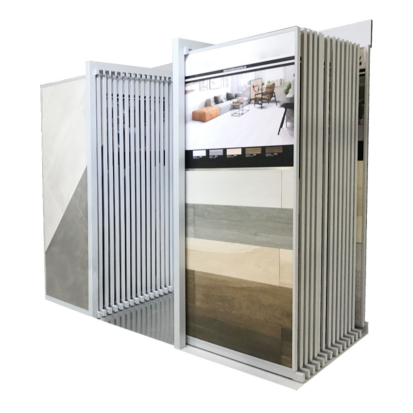 Factory Horizontal Sliding Metal Granite Marble Tiles push pull Display Stand