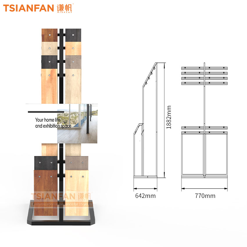 Factory wholesale solid wood floor display metal frame Hardwood floor landing rack WL6025 - Image 3