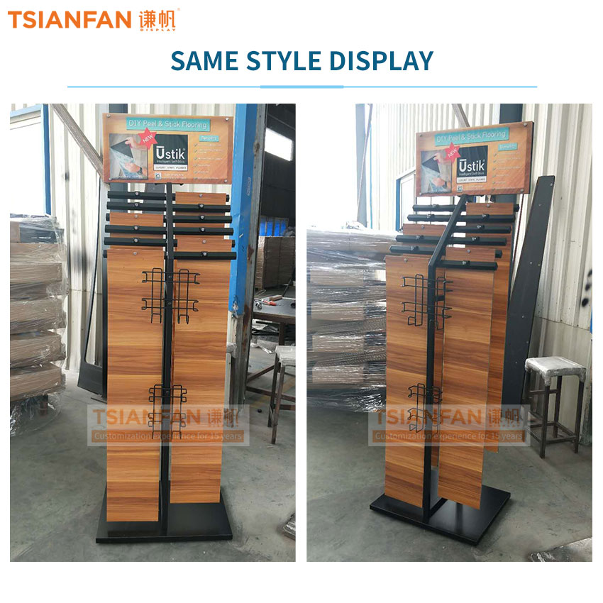 Factory wholesale solid wood floor display metal frame Hardwood floor landing rack WL6025 - Image 4