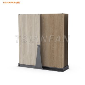 Fine wooden floor slide display rack China supplier