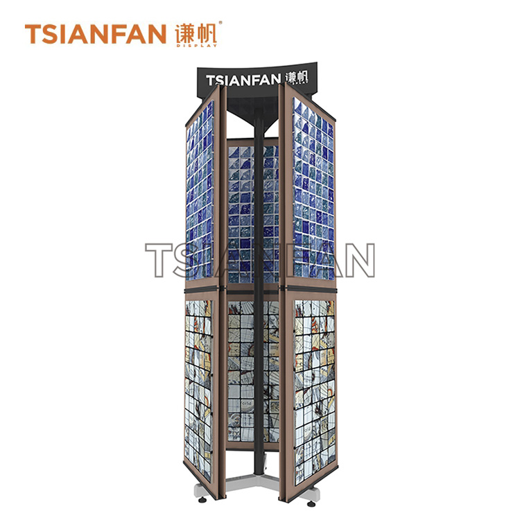 Floor-to-ceiling mosaic display rack with rotating tiles mz2026 - Image 2