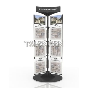 Floor-to-ceiling mosaic display rack with rotating tiles mz2026