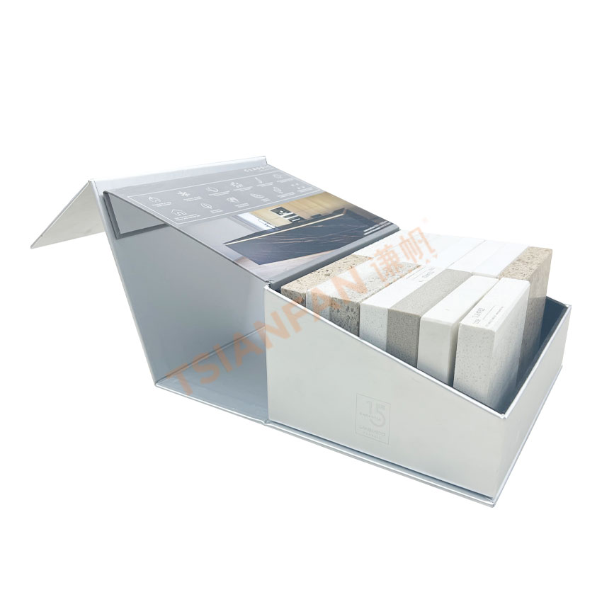 Folding paper packaging show case tile mosaic granite stone displays box