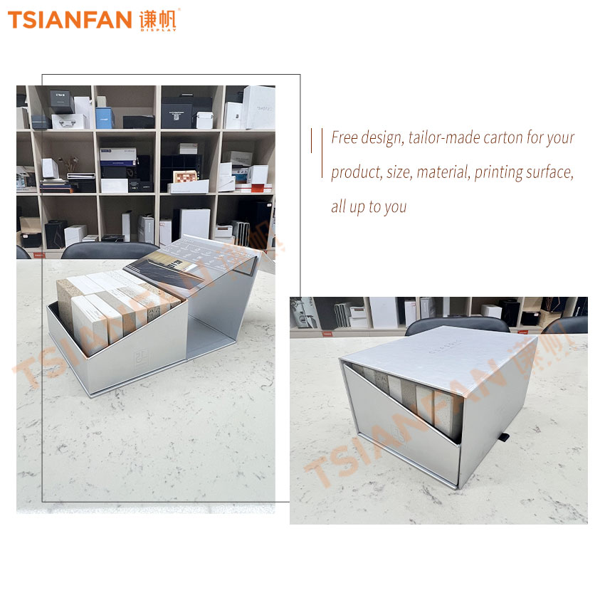 Folding paper packaging show case tile mosaic granite stone displays box - Image 2