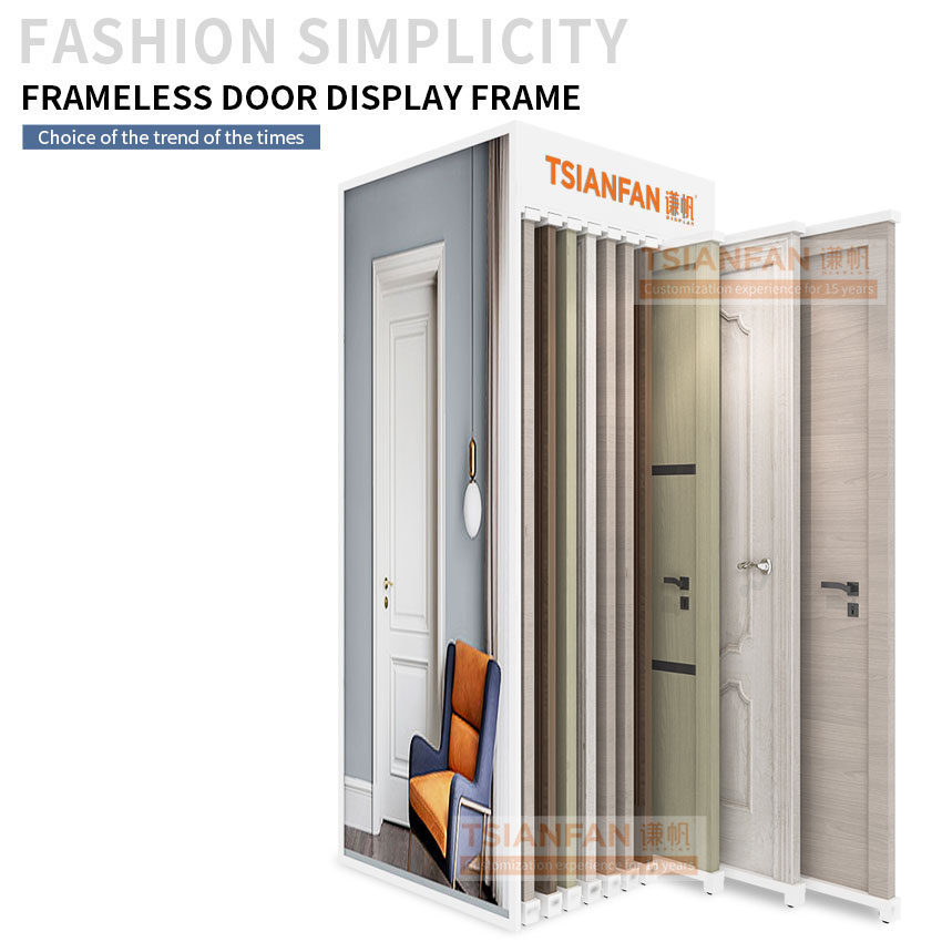 Frameless style door display cabinet metal push-pull cabinet