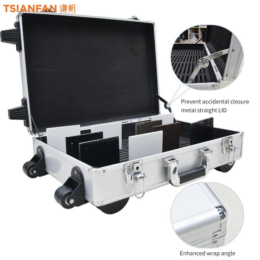 Granite Marble Quartz PackagingTile Display Suitcase Case Factory Stone Sample Box With Wheel Latch On The Flap - Image 5