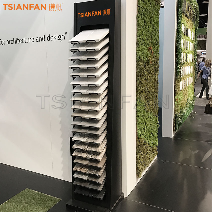 Granite Quartz Marble Tile Sample Floor Standing Showroom Custom Metal Stone Display Rack - Image 2