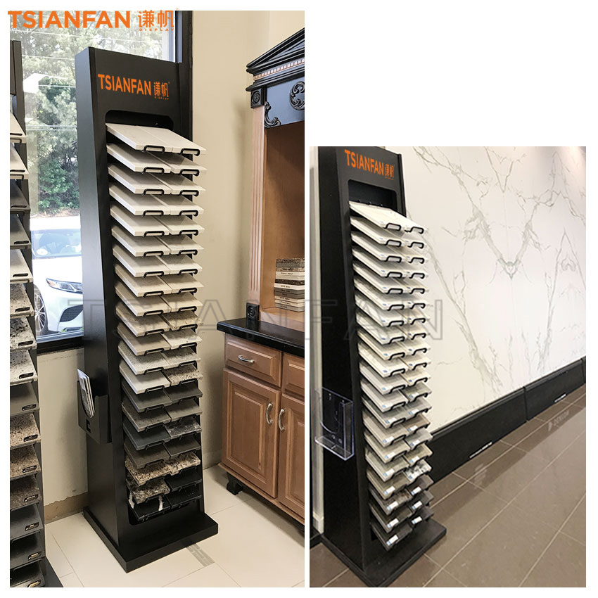 Granite Quartz Marble Tile Sample Floor Standing Showroom Custom Metal Stone Display Rack - Image 3
