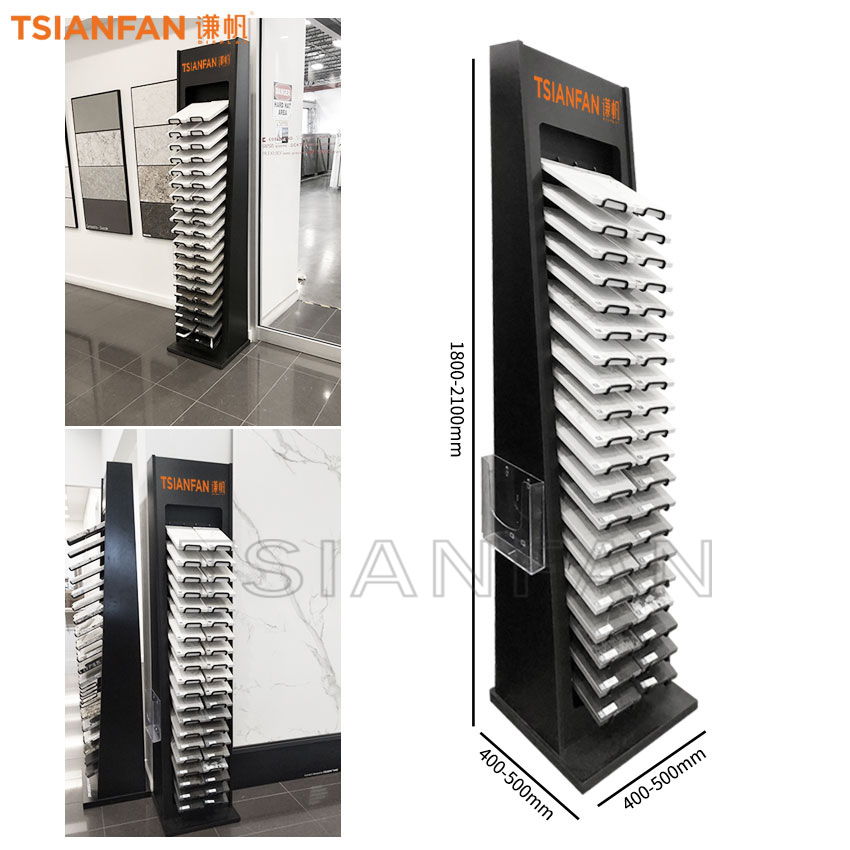 Granite Quartz Marble Tile Sample Floor Standing Showroom Custom Metal Stone Display Rack - Image 4