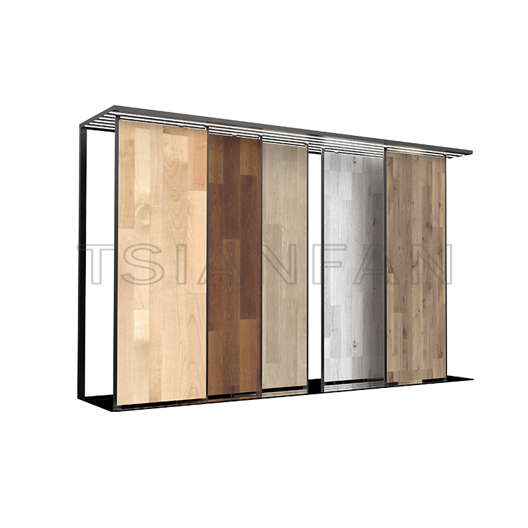 High quality Customize push-pull rack planks hard wood floor display stand-WT4006