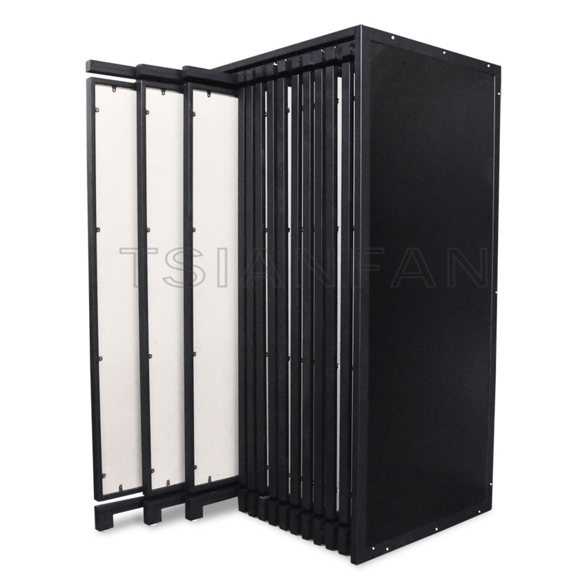 High Quality Push Pull Wooden Flooring Display Sliding Rack Showing