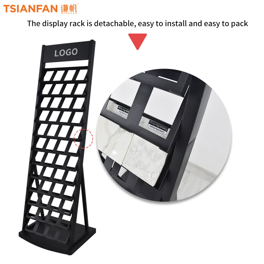 Hot Sale Custom Tower tile Quartz stone display Floor Standing rack LD014-1 - Image 4