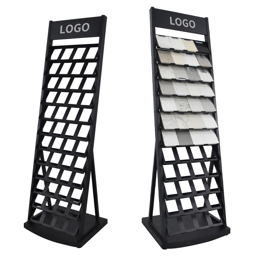 Hot Sale Custom Tower tile Quartz stone display Floor Standing rack LD014-1