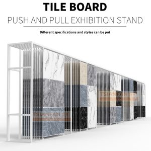 Large ceramic tile display wall push pull display sliding frame ceramic tile sample flooring frame