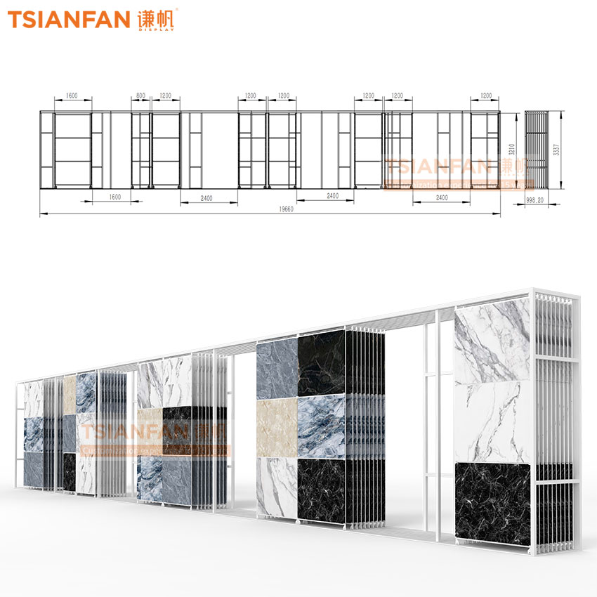 Large ceramic tile display wall push pull display sliding frame ceramic tile sample flooring frame - Image 4